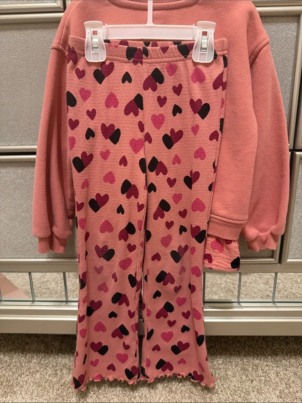 wonder nation Coral Pink Heart Graphic Two-Piece  Set